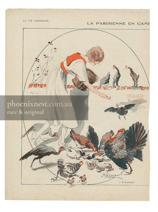 Parisienne Feeding Poultry — Bréjean