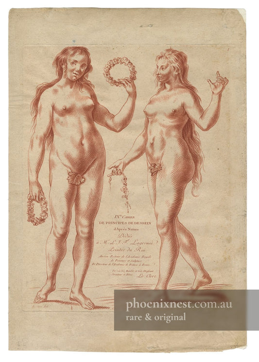 Two Nude Female Figures, Pl. IX — Principes de Dessein