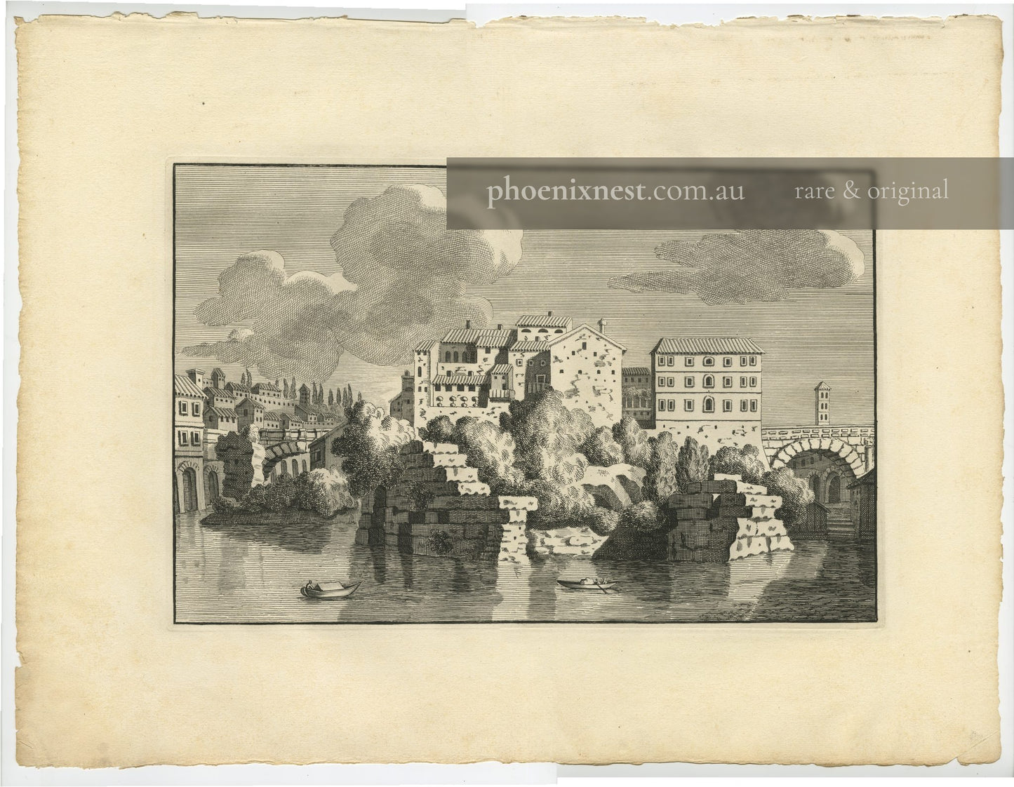 View of the Tiber Island, and of the two bridges Fabricio and Cestio