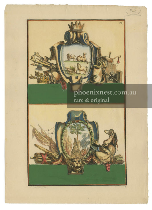 Allegorical Cartouches and Trophies, Pl. 4 — Nouvelle Iconologie Historique