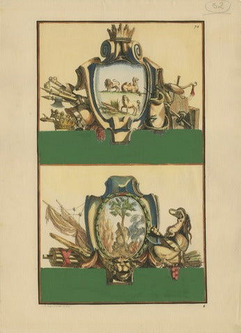 Allegorical Cartouches and Trophies, Pl. 4 — Nouvelle Iconologie Historique
