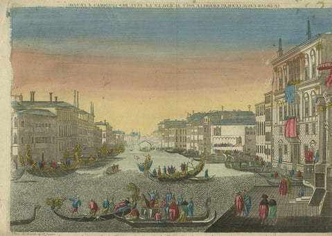 View of the Grand Canal, Palazzo Balbi, Rialto Bridge, and the Gondola Festival in Venice