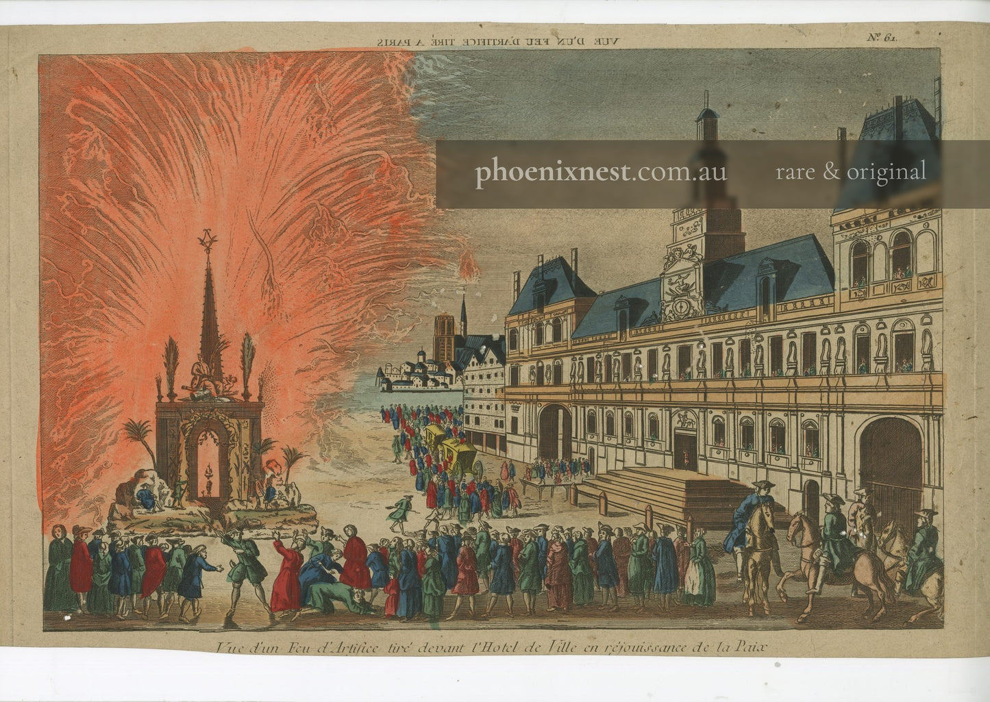 Fireworks at Hôtel de Ville, Paris, Pl. 61 — French School