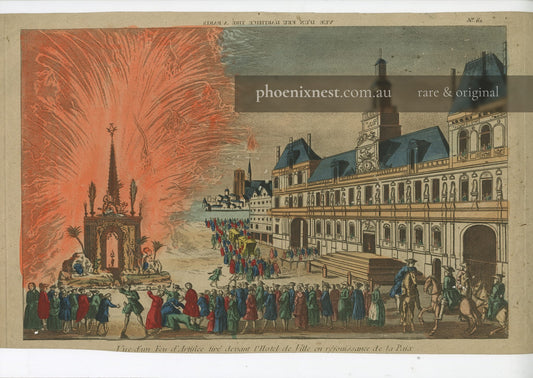 Fireworks at Hôtel de Ville, Paris, Pl. 61 — French School