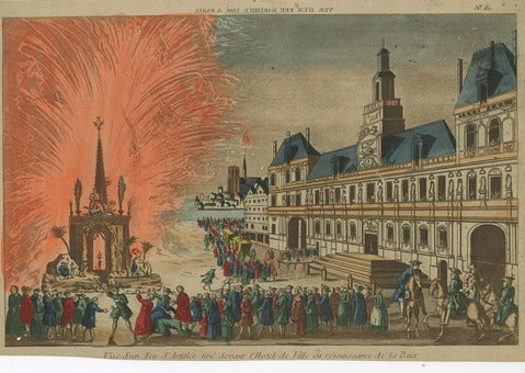Fireworks at Hôtel de Ville, Paris, Pl. 61 — French School