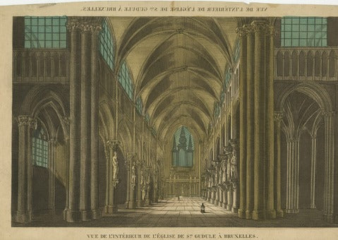 Interior of St. Gudula, Brussels — French School