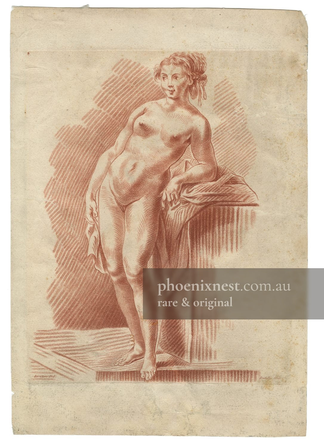 Nude Woman Leaning on a Pedestal — Principes de Dessein