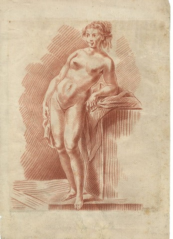 Nude Woman Leaning on a Pedestal — Principes de Dessein