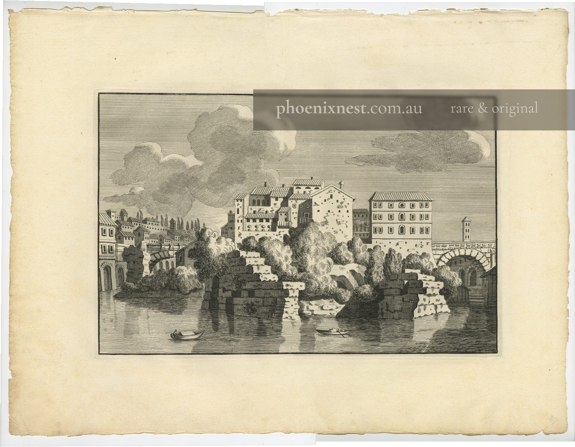 View of the Tiber Island, and of the two bridges Fabricio and Cestio