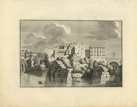 View of the Tiber Island, and of the two bridges Fabricio and Cestio